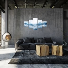 Obraz - Chmury i fale, akwarela (125x70 cm)