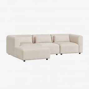 Sofa Modułowa Fogler 3-częściowa, Lewa, Z Leżanką Sztruksu Beżowy Len - Sklum
