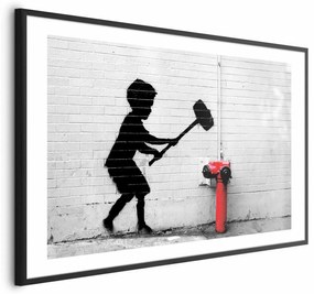 Plakat Zniszczyć hydrant 90x60 cm z ramą czarną z marginesem ARTGEIST B