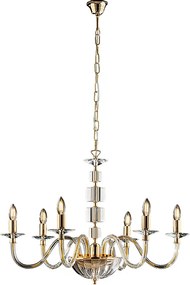 Żyrandol Franz Gold z przezroczystym szkłem i kryształkami 6 lamp 116 Ø77 BL275-6-OR
