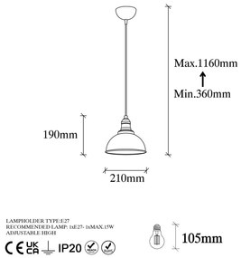 Lampa wisząca w kolorze brązu z metalowym kloszem ø 21 cm Varzan – Opviq lights