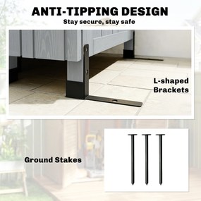 Outsunny Drewniany schowek ogrodowy, wysoki schowek na narzędzia z regulowanymi półkami, magnetyczne drzwi, galwanizowany dach, wentylacja | Aosom PL