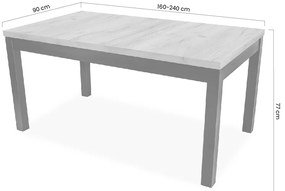 Stół rozkładany Werona 160-240x90 cm - dąb pradawny / czarne nogi