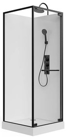 Kabina prysznicowa z dwustronnie montowanymi drzwiami - Regulowana wysokość - Biały i czarny - szer. 80 x gł. 80 x wys. 213/232 cm - BADONI