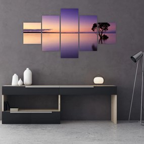 Obraz powierzchni wody o wschodzie słońca (125x70 cm)