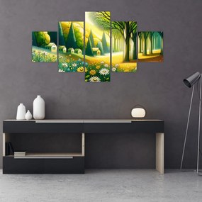 Obraz - Wieś w żółto-zielonym (125x70 cm)