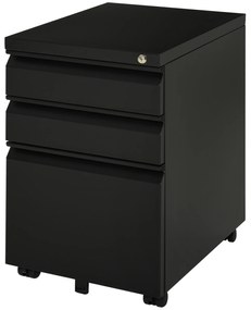 Vinsetto Rollcontainer Biurowy z 3 Szufladami Czarny 39x48x60cm Przechowywanie Dokumentów | Aosom PL