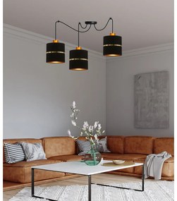 Czarna lampa wisząca z tekstylnym kloszem ø 15 cm Assam – Candellux Lighting