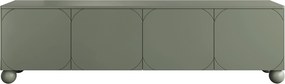 Szafka RTV Sonatia II 200 cm czterodrzwiowa na nogach kulach - oliwka
