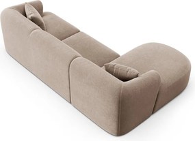 Jasnobrązowy aksamitny narożnik (lewostronny/z szezlongiem) Campi – Cosmopolitan Design