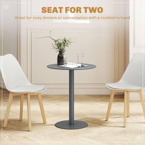 HOMCOM Okrągły stół dla 2 osób, stalowy, do wnętrz i na zewnątrz, szary | Aosom PL