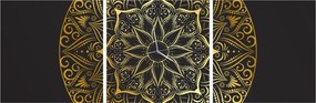 Obraz złotej abstrakcji (z zegarem) (90x30 cm)