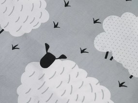 Polibawełniana poszewka na poduszkę WHITE SHEEPS 50x70 cm, szara