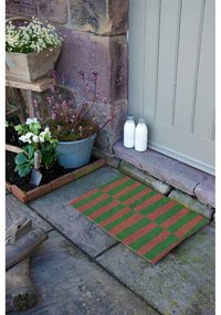 Wycieraczka z włókna kokosowego 40x60 cm Pink &amp; Green Half Stripes – Artsy Doormats