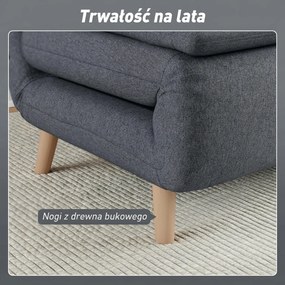 HOMCOM Fotel rozkładany do spania z funkcją łóżka leżanka regulowane oparcie szary drewniane nogi poduszka | Aosom PL