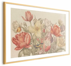 Plakat Bukiet 60x40 cm z ramą złotą z marginesem ARTGEIST B
