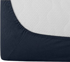 PrzytulneMieszkanie.pl Prześcieradło jersey HIGHFIT w kolorze granatowym 90 x 200 cm