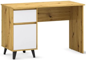 Skandynawskie biurko z szafką dąb artisan + biały A7-S00
