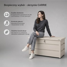 Skrzynia ogrodowa balkonowa duża beżowa, 1190x520x587 mm: CARRIE