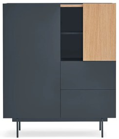 Antracytowo-naturalna wysoka komoda w dekorze dębu 100x120 cm Otto – Teulat