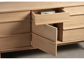 Niska komoda w dekorze dębu 75x140 cm Ponza – Unique Furniture