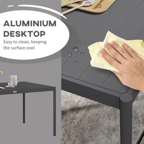 Outsunny Stół ogrodowy, stół zewnętrzny, odporny na warunki atmosferyczne, aluminium, 145 x 90 x 74 cm, ciemnoszary