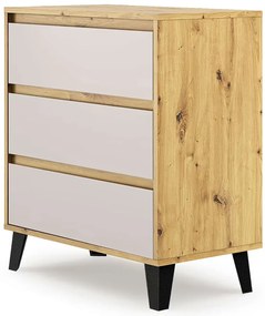 Komoda z 3 szufladami do sypialni dąb artisan + kaszmir G2-S61