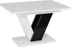 Stół Prostokątny Rozkładany CLARK 120-160 cm Czarny/Biały Połysk Glamour
