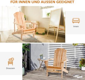 Outsunny krzesło ogrodowe Adirondack leżak ogrodowy mebel ogrodowy krzesło balkonowe, kolor: naturalny