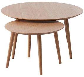 Okrągłe stoliki w dekorze dębu zestaw 2 szt. ø 88 cm Adda – Unique Furniture