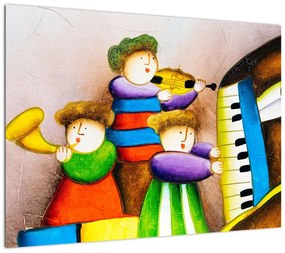 Obraz na szkle - Muzycy, malarstwo (70x50 cm)