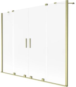 Mexen Velar Duo parawan nawannowy 2-skrzydłowy rozsuwany 180 x 150 cm, szron, złoty szczotkowany - 896-180-000-32-55