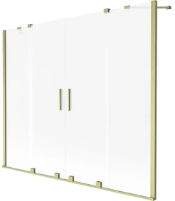 Mexen Velar Duo parawan nawannowy 2-skrzydłowy rozsuwany 180 x 150 cm, szron, złoty szczotkowany - 896-180-000-32-55