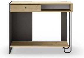 Czarno-naturalna konsola z blatem w dekorze dębu 35x100 cm Saturne – Marckeric