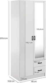 Szafa uchylna z lustrem dąb artisan + biały A9-C04