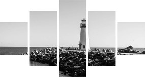 Obraz - Latarnia morska na wybrzeżu, Santa Cruz, Kalifornia (125x70 cm)