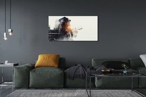 Fotoobraz na płótnie Postać na Tle Miasta