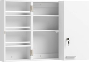 HOMCOM Zamykana szafka na leki 2-drzwiowa wisząca szafka z 11 przegródkami 2 klucze, 53 x 20 x 53 cm, Biały | Aosom PL