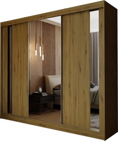 Szafa Przesuwna GRAZIA 240 cm z Lustrem Szafa Trzydrzwiowa Dąb artisan