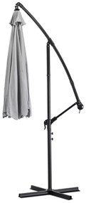 Parasol Ogrodowy Składany AKRON 300 cm Jasny Szary Regulowany Na Taras