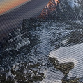 Obraz - Wschód słońca w górach (170x50 cm)