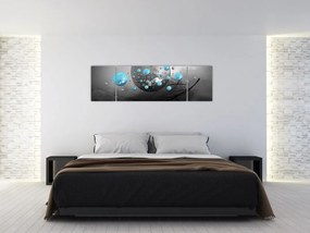 Obraz - jasnoniebieskie abstrakcyjne kule (170x50 cm)