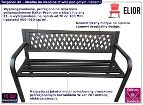 Czarna parkowa ławka ogrodowa z oparciem - Happy 4X