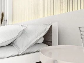 Łóżko IKAROS DOUBLE 180 x 200 cm, biały/dąb truflowy Stelaż: Ze stelażem listwowym rolowanym, Materac: Materac Somnia 18 cm