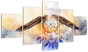Obraz - Łapacz snów z piórami (125x70 cm)