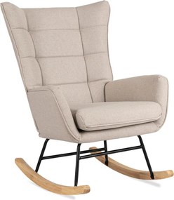 Fotel Bujany na Biegunach Uszak Wypoczynkowy JACKSON Beżowy do Salonu Nowoczesny
