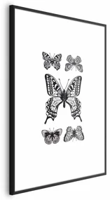 Plakat Pięć motyli 21x30 cm z ramą czarną z marginesem ARTGEIST B