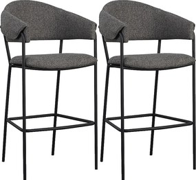 Zestaw 2 krzeseł barowych - tkanina i metal - antracyt - KARTAR