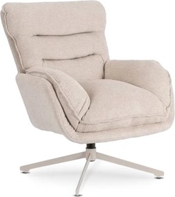 Fotel Wypoczynkowy Obrotowy PASADENA z Podnóżkiem Kremowy Nowoczesny