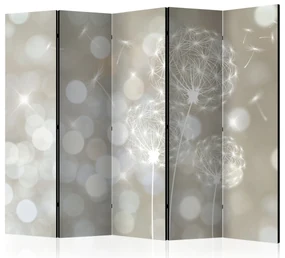 Parawan akustyczny Kwiaty 225x172 cm 5-częściowy beżowy ARTGEIST B
